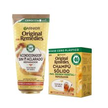 Garnier - Leave-in conditioner pack + Honey Treasures solid shampoo Original Remedies - Damaged, brittle hair