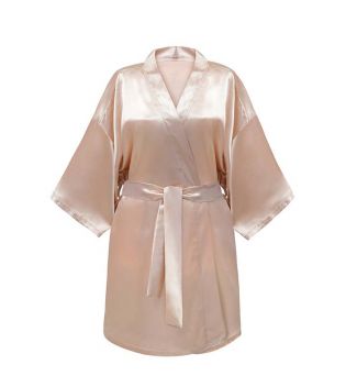 GLOV - Satin Robe Kimono Style - Champagne