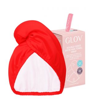 GLOV - Satin and fabric turban towel - Red