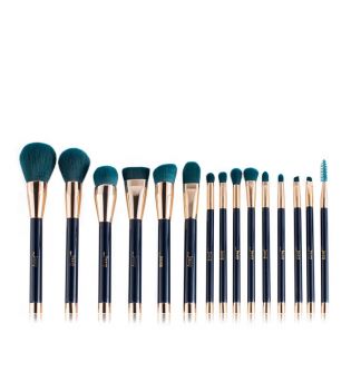 Jessup Beauty - 15 pcs Brush Set - T113: Blue/Dark Green