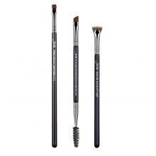 Jessup Beauty - PRO 3 Piece Eyebrow Brush Set - T326: Black/Silver
