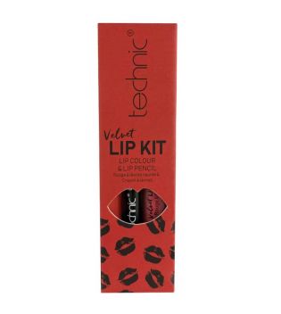 Technic Cosmetics - Lipliner + Liquid Lipstick Velvet Lip Kit - Vintage Red