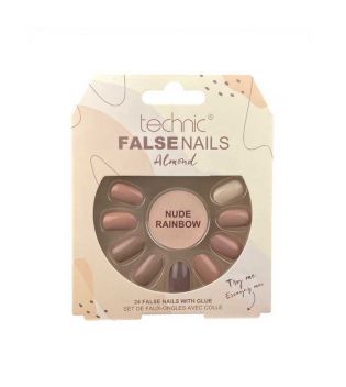 Technic Cosmetics - False Nails Almond Artificial Nails - Nude Rainbow