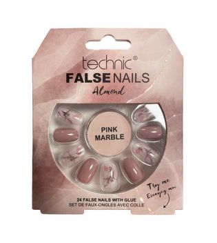 Technic Cosmetics - False Nails False Nails Almond - Pink Marble