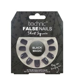 Technic Cosmetics - False Nails False Nails Short Square - Black Magic